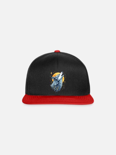 Herzlinie Wolf - Mond-Kunst - Snapback Cap - Schwarz/Rot