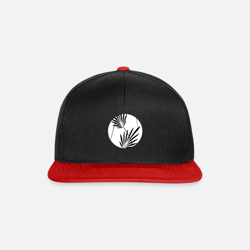 Pattern Design: Palmblatt - Blätter - Blattmuster - Snapback Cap - Schwarz/Rot