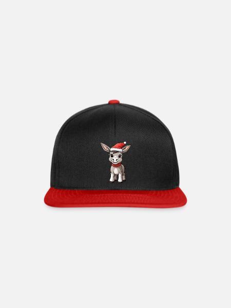 Weihnachtlicher Esel - Snapback Cap - Schwarz/Rot
