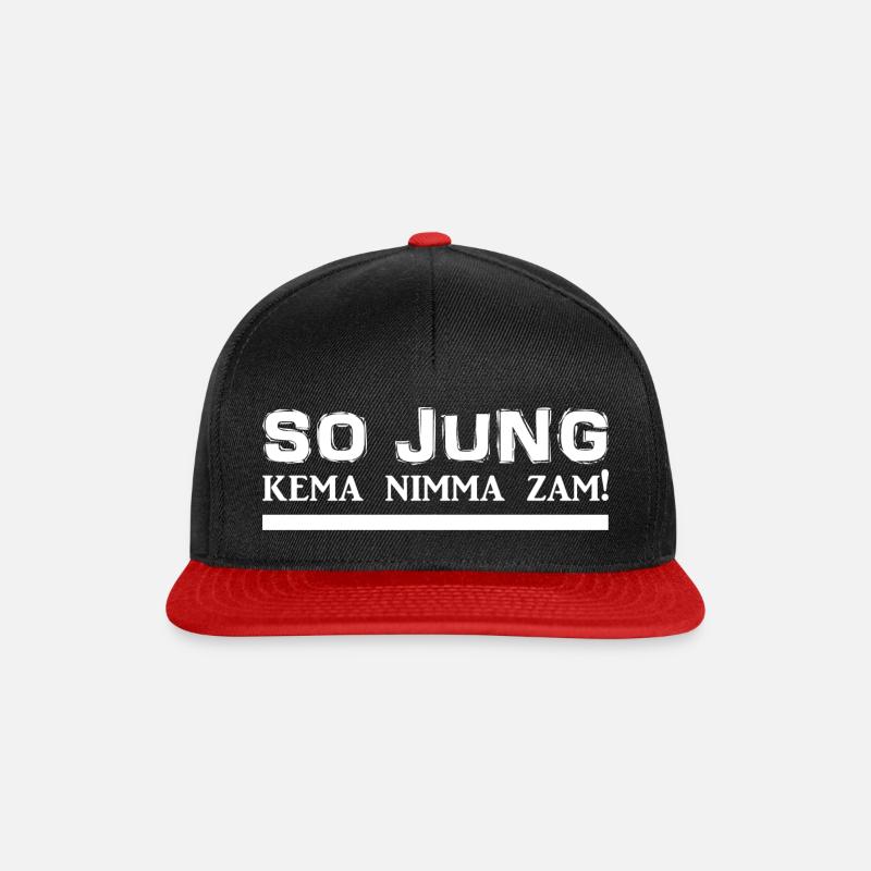 Bayerisch - Dialekt - Spruch - Snapback Cap - Schwarz/Rot