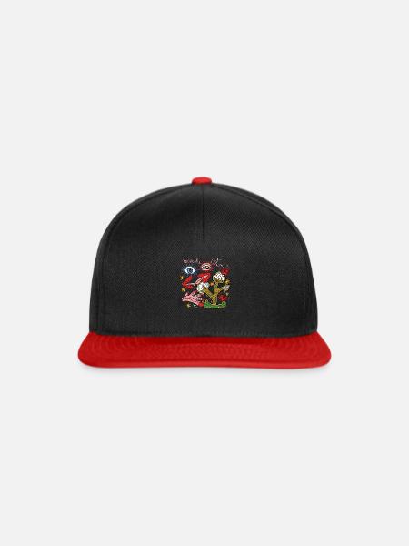 Baumwolle - Snapback Cap - Schwarz/Rot