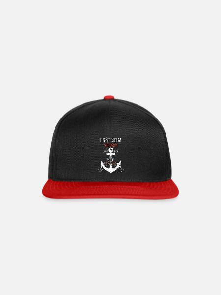 Segel Spruch Design wahre Kapitän Motiv retro - Snapback Cap - Schwarz/Rot