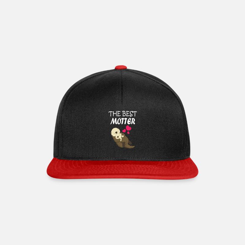 Beste Mutter Otter Bieber Mama Liebe - Snapback Cap - Schwarz/Rot