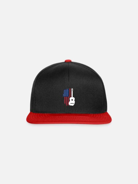 USA Flagge Gitarre - Snapback Cap - Schwarz/Rot