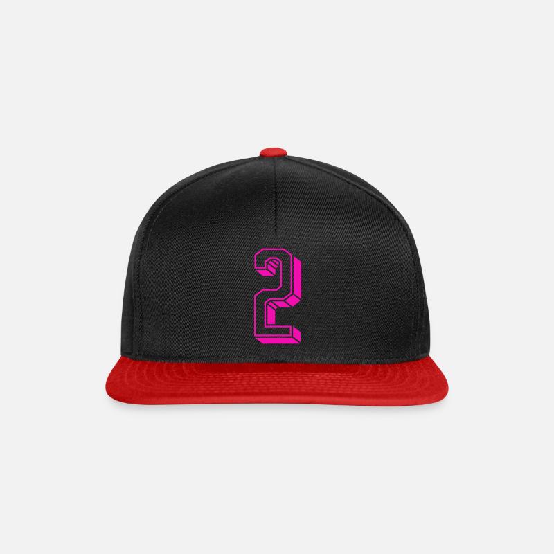 Zahl zwei - Nummer 2 pink Mädchen Trikotnummer - Snapback Cap - Schwarz/Rot