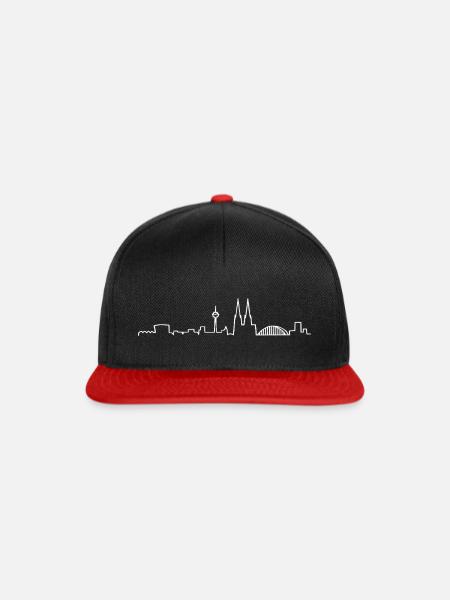 Köln Skyline Tshirt-Minimalistisch Damen & Herren - Snapback Cap - Schwarz/Rot