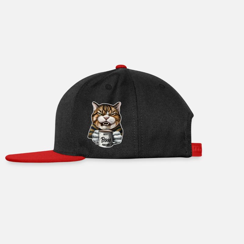Angry cat with mug best boss - Snapback Cap - black/red