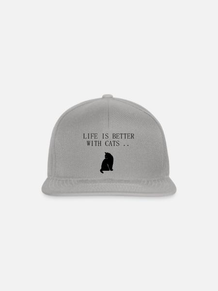 Katzen Spruch Life is better with cats - Snapback Cap - Graphit/Graphit
