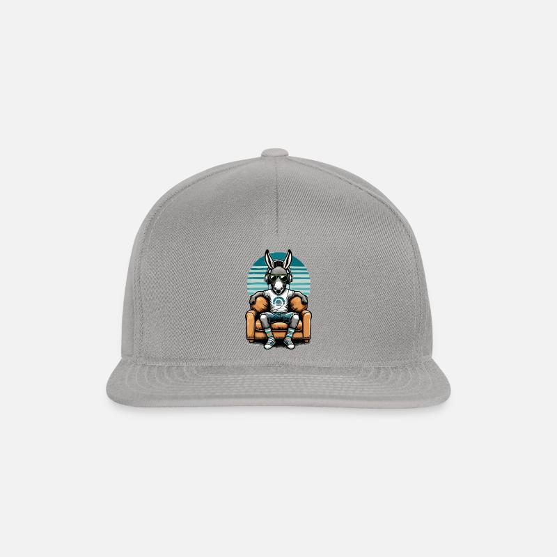 Chillender Esel auf Sofa hört Musik mit Köpfhörer - Snapback Cap - Graphit/Graphit