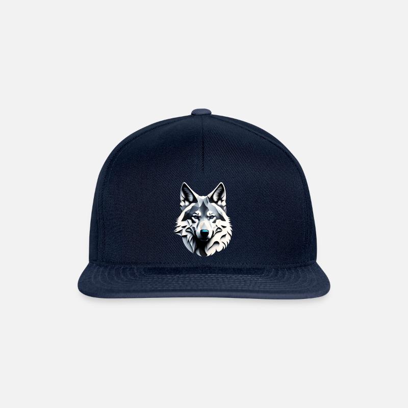 Wolf with blue eyes - Snapback Cap - navy/navy