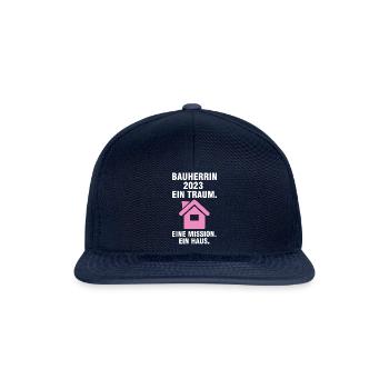 Bauherrin 2023 Hausbau Bauen Geschenk - Snapback Cap - Navy/Navy - Vorne