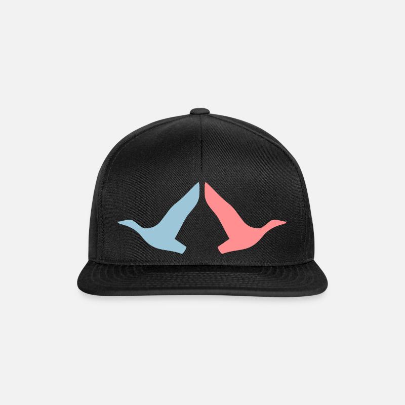 ★ Couleurs de conception modifiables ★ Deux oiseaux en vol - Casquette snapback - noir/noir
