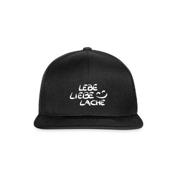 Lebe, Liebe, Lache - Snapback Cap - Schwarz/Schwarz - Vorne