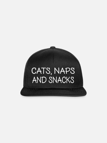 Katzen Nickerchen und Snacks - Snapback Cap - Schwarz/Schwarz