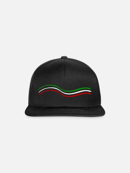 Grün Weiß Rot - Snapback Cap - Schwarz/Schwarz