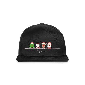 Geschenk Merry Christmas Caps, Mundschutz - Snapback Cap - Schwarz/Schwarz - Vorne