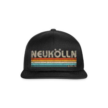 Neukölln Berlin Hauptstadt Bezirk Kiez Retro 80er - Snapback Cap - Schwarz/Schwarz - Vorne