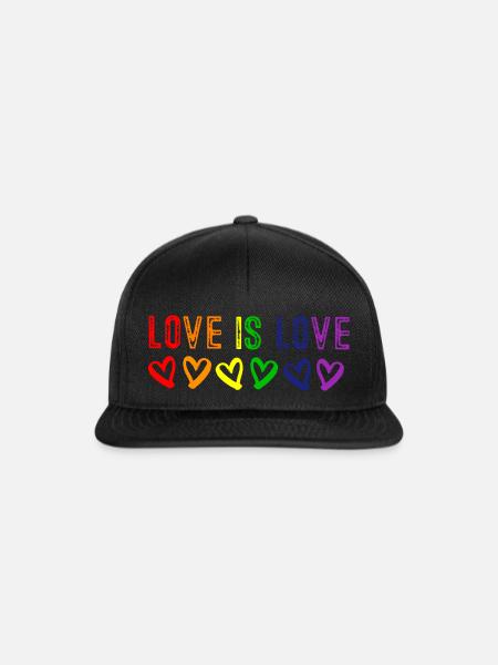 Love is Love Regenbogen Herzen - Snapback Cap - Schwarz/Schwarz