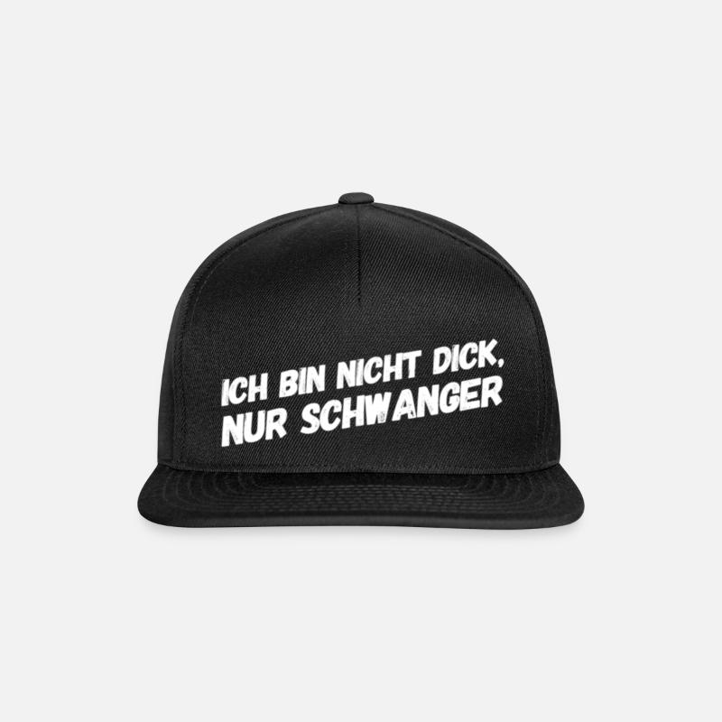 Spruch: Ich bin nicht dick, nur schwanger - Snapback Cap - Schwarz/Schwarz