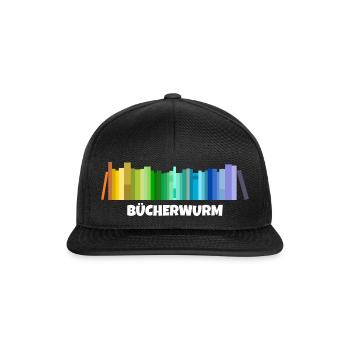 Bücherwurm - Snapback Cap - Schwarz/Schwarz - Vorne