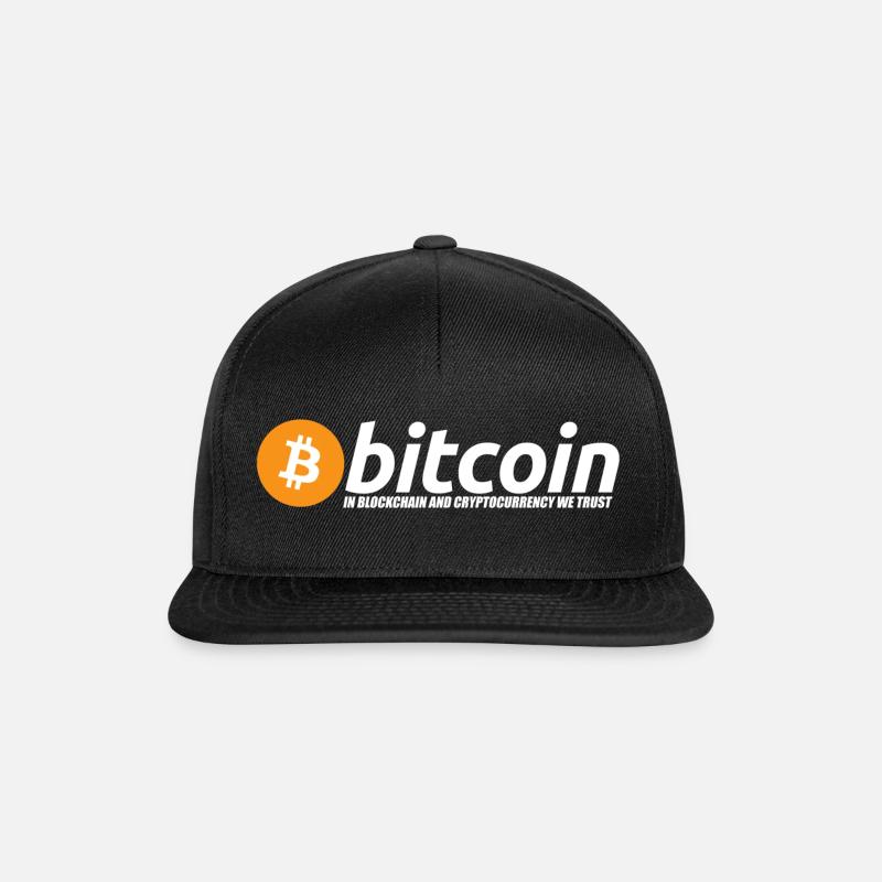Bitcoin Logo mit Slogan Weiß - Snapback Cap - Schwarz/Schwarz