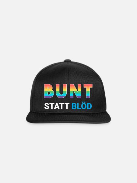 Bunt statt blöd - LGBTQ Regenbogen gegen rechts - Snapback Cap - Schwarz/Schwarz