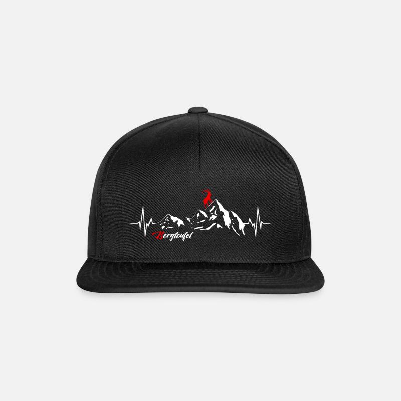 Bergteufel - Berge - Steinbock - Wandern - - Snapback Cap - Schwarz/Schwarz