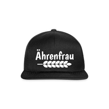 Ährenfrau – Ehrenfrau mit Ähre - Snapback Cap - Schwarz/Schwarz - Vorne
