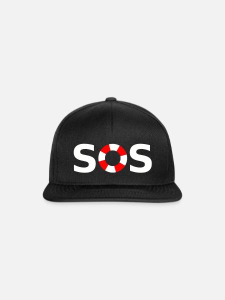 SOS - Snapback Cap - Schwarz/Schwarz