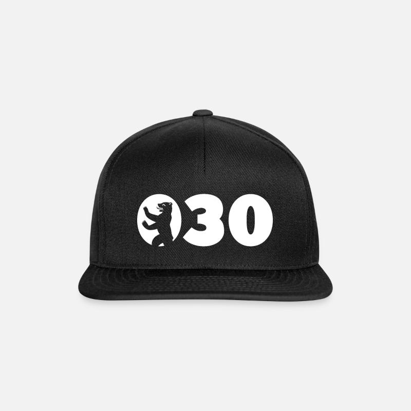 030 BERLIN BÄR WEISS - Snapback Cap - Schwarz/Schwarz