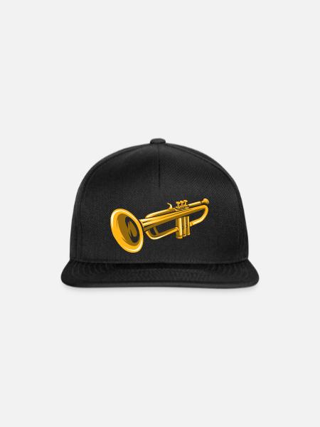 Trompete - Blasinstrument Jazz Orchester - Snapback Cap - Schwarz/Schwarz