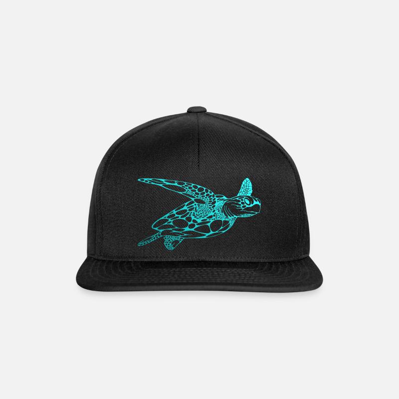 Schildkröte Tauchen Taucher Dive Diving Scuba - Snapback Cap - Schwarz/Schwarz