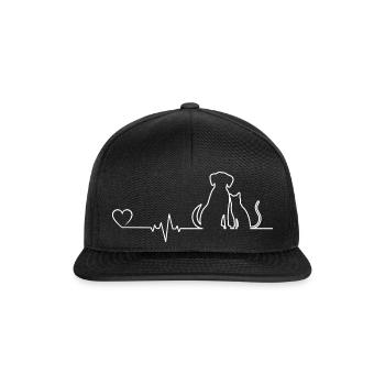 Herzschlag Hund und Katze Herz Hund Katze - Snapback Cap - Schwarz/Schwarz - Vorne
