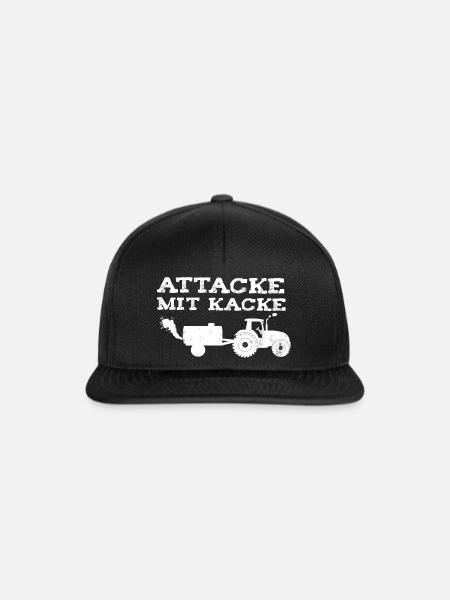 Attacke mit Kacke lustig Spruch Geschenk Landwirt - Snapback Cap - Schwarz/Schwarz