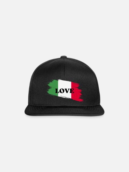 Love Italy - Snapback Cap - Schwarz/Schwarz