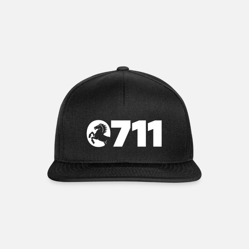 0711 VORWAHL STUTTGART WAPPEN TSHIRT - Snapback Cap - Schwarz/Schwarz