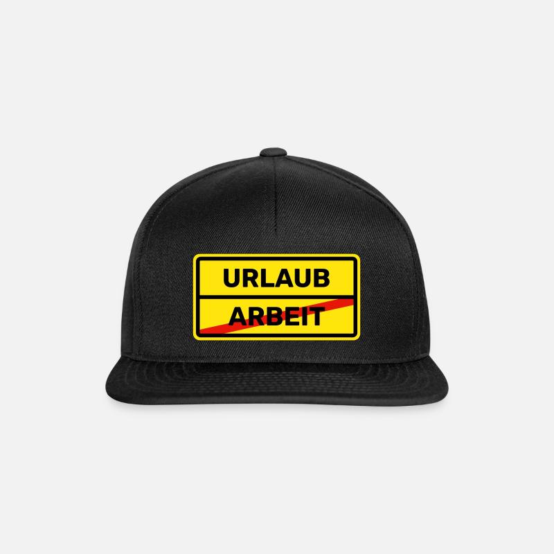 URLAUB - ARBEIT - Snapback Cap - Schwarz/Schwarz
