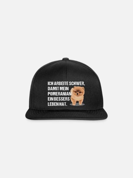 Zwergspitz Pomeranian T-Shirt Geschenk - Snapback Cap - Schwarz/Schwarz