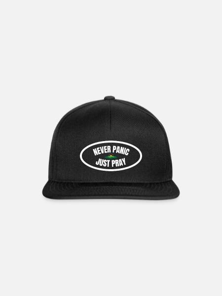 Never Panic Just Pray Christlich Beten Geschenk - Snapback Cap - Schwarz/Schwarz