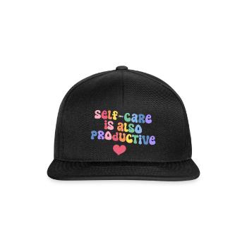 self-care is also productive - Snapback Cap - Schwarz/Schwarz - Vorne