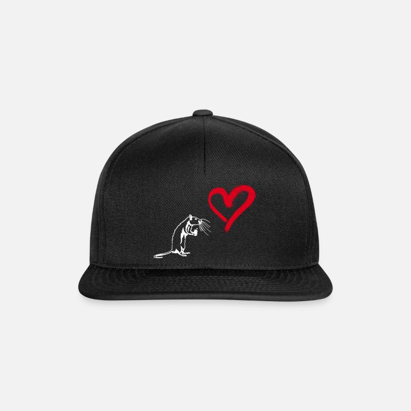 Graffiti Herz Street Art Ratte - Snapback Cap - Schwarz/Schwarz