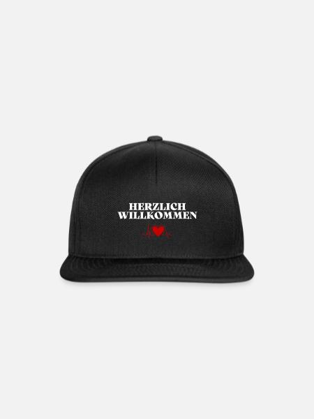 Herzlich Willkommen Herz Liebe - Snapback Cap - Schwarz/Schwarz