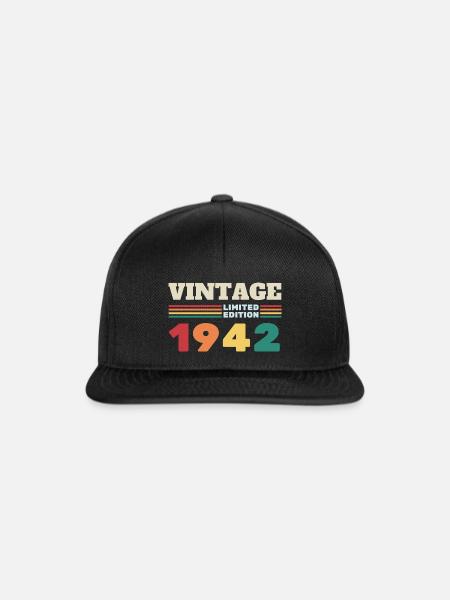 Vintage Limitierte Auflage 1942 - Snapback Cap - Schwarz/Schwarz