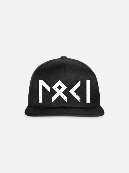 Loki Runen Rune Wikinger - Snapback Cap - Schwarz/Schwarz