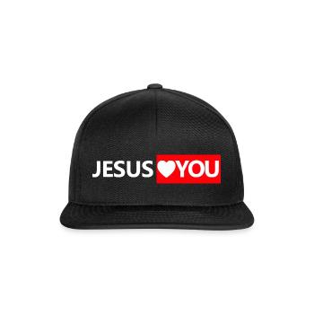 jesus loves you - Snapback Cap - Schwarz/Schwarz - Vorne