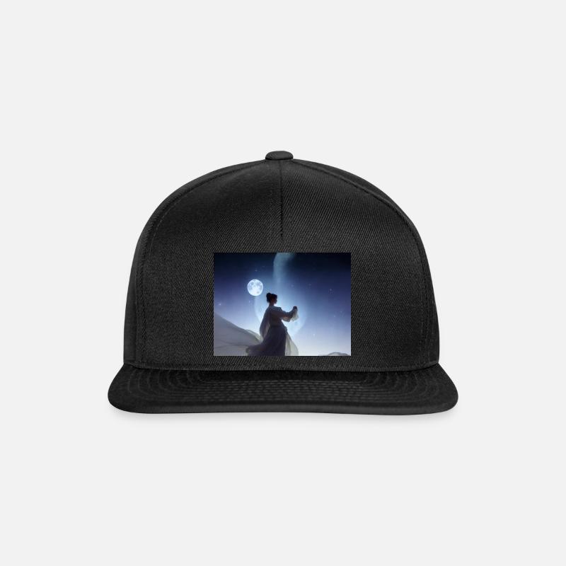 Mädchen und der Mond - Snapback Cap - Schwarz/Schwarz