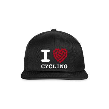I Love Cycling Heart Bicycle Chain - Snapback Cap - black/black - Front