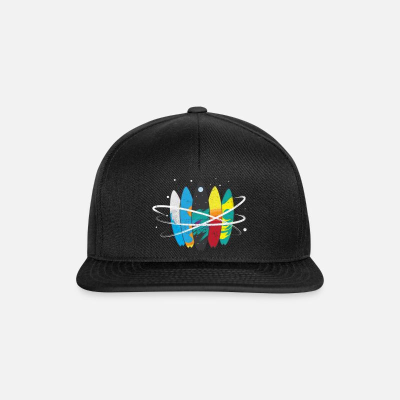Surfbrett Weltall Wellen Umlaufbahn - Snapback Cap - Schwarz/Schwarz