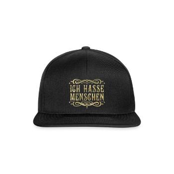 Ich hasse Menschen! - Snapback Cap - Schwarz/Schwarz - Vorne