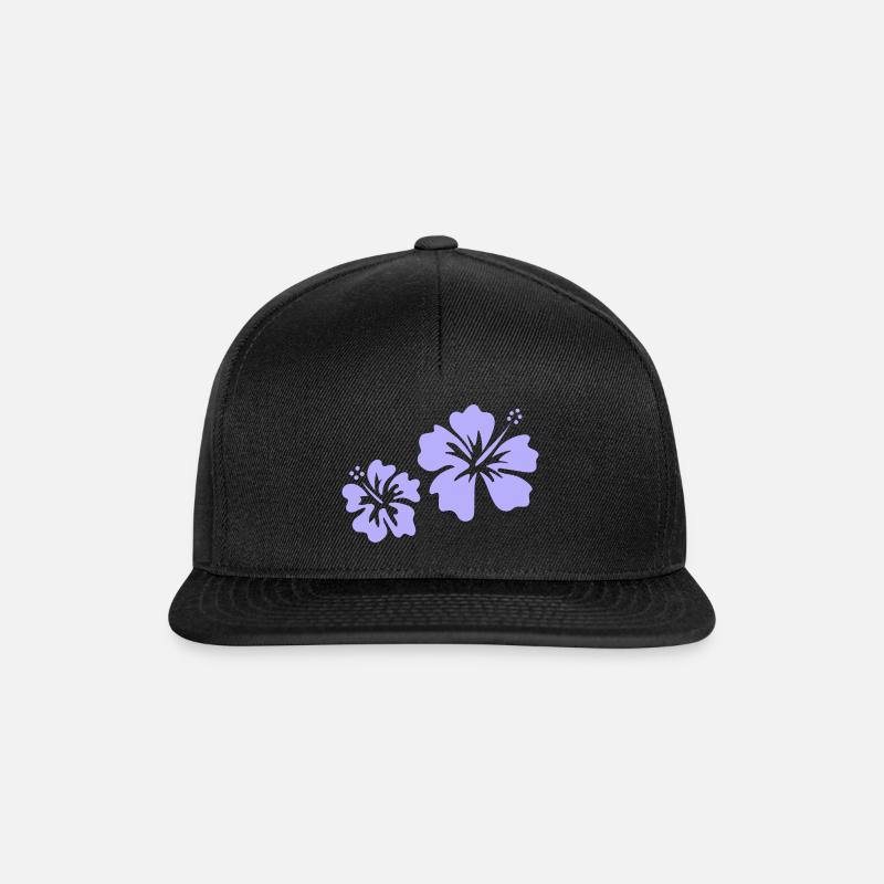 Lila Hibiskus - Snapback Cap - Schwarz/Schwarz